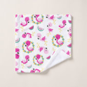 Motif tropical, Flamants roses, pastèques, Fleurs (Gant de toilette)