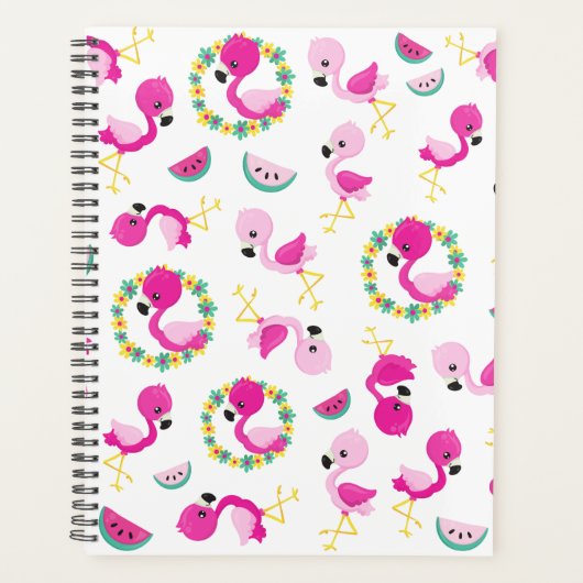 Motif tropical, Flamants roses, pastèques, Fleurs (Devant)