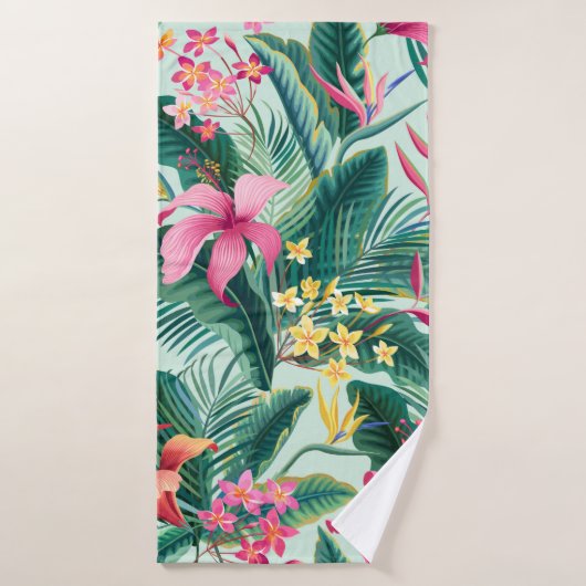 motif tropical fleuri sans coutures avec hibiscus (Serviette de bain)