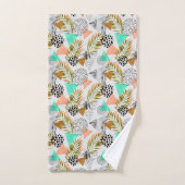 Motif tropical géométrique abstrait de feuille (Serviette à main)