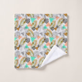 Motif tropical géométrique abstrait de feuille (Gant de toilette)