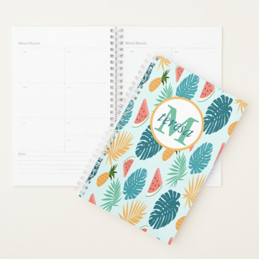 Motif tropical Monogrammé Calendrier et (Devant avec enveloppe)