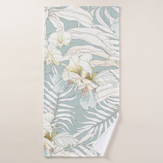 Motif tropical sans couture avec fleurs Orchidée, (Serviette de bain)