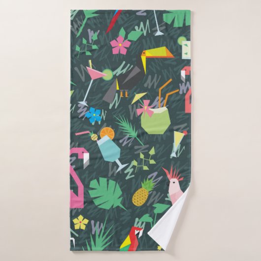 Motif tropical sans couture avec oiseaux et boisso (Serviette de bain)