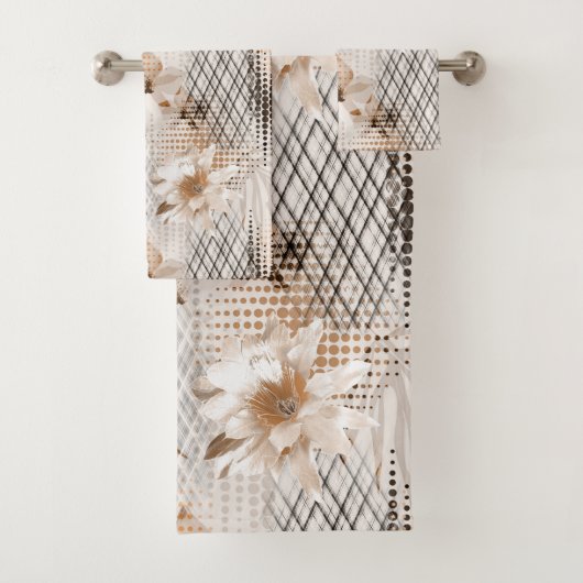 Motif tropicale grise, beige. (En situation)