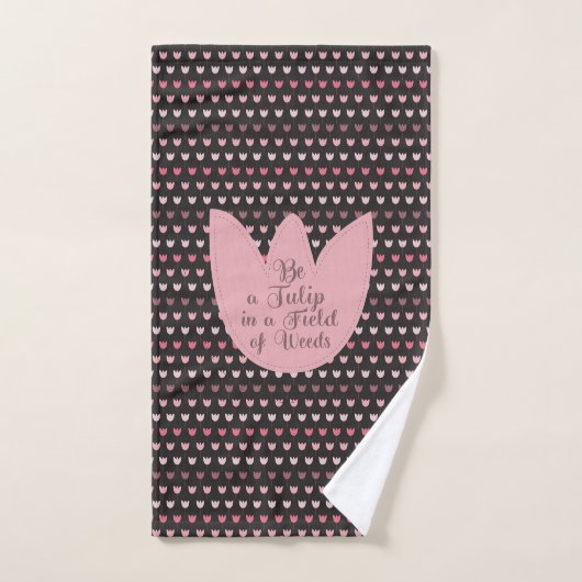 Motif Tulipe rose simple avec arrière - plan foncé (Serviette à main)