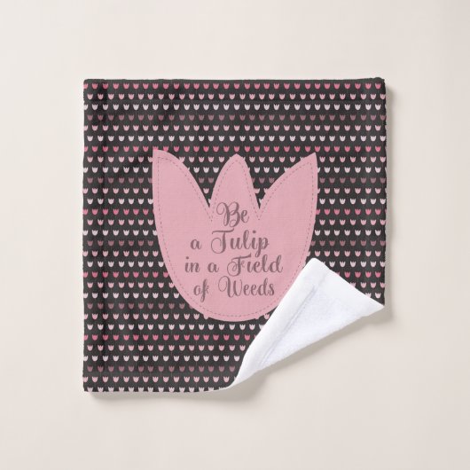 Motif Tulipe rose simple avec arrière - plan foncé (Gant de toilette)