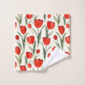 Motif tulipe rouge (Gant de toilette)