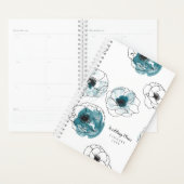 Motif Turquoise d'anémone noir moderne (Devant avec enveloppe)