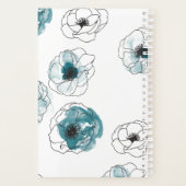 Motif Turquoise d'anémone noir moderne (Dos)