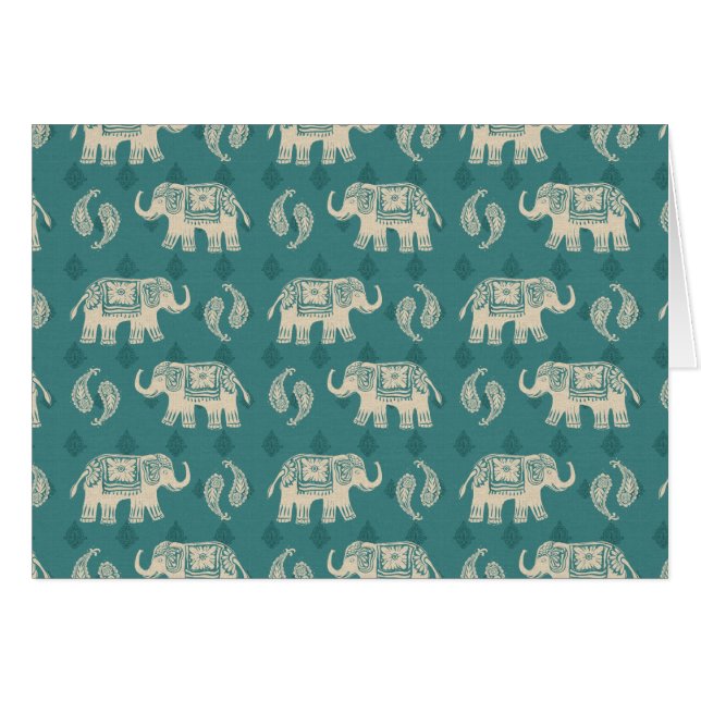 Motif turquoise de caravane d'éléphant (Devant horizontal)