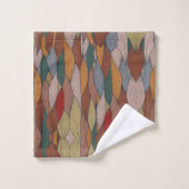 Motif unique Wavy avec rose orange Brown vert (Gant de toilette)