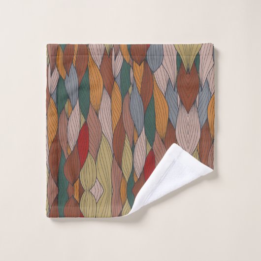 Motif unique Wavy avec rose orange Brown vert (Gant de toilette)