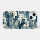 Motif Vagues Japonaises Monogrammé (Verso Horizontal)