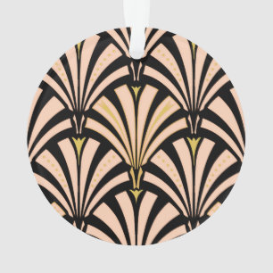 Motif ventilateur Art déco - pêche en noir