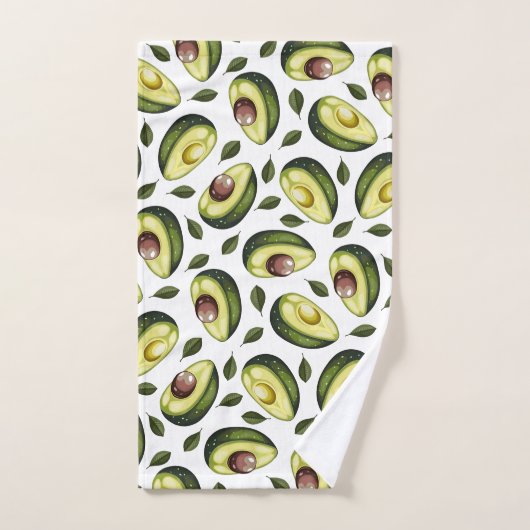 Motif vert blanc d'Avocado (Serviette à main)