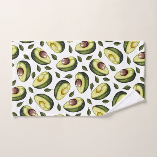 Motif vert blanc d'Avocado (Serviette à main)