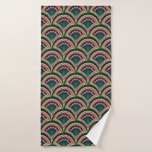motif vert en forme de coquillage (Serviette de bain)