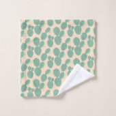 Motif vert et rose de cactus (Gant de toilette)