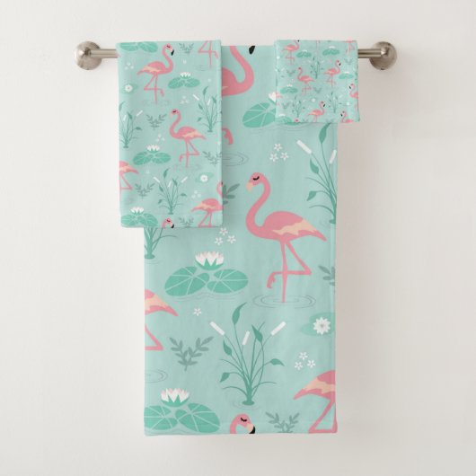 Motif vert Flamants roses rose Pastel (En situation)