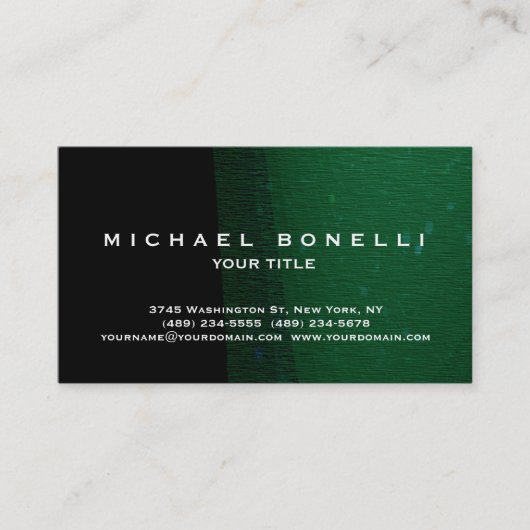 Motif vert noir simple Carte de visite simple (Devant)