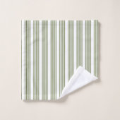 Motif vert olive et blanc cinq bandes (Gant de toilette)