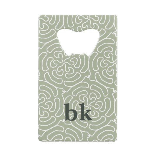 Motif vert sauge moderne monogrammé (Devant)