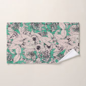 Motif vert Turquoise blanc de fleurs graphiques (Serviette à main)