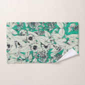 Motif vert Turquoise blanc de fleurs graphiques (Serviette à main)