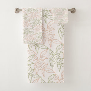 Motif Vintage de feuille vert rose rétro