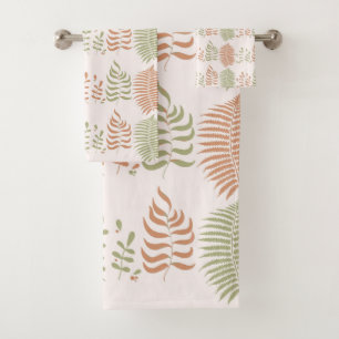 Motif Vintage de feuille vert rouge rétro