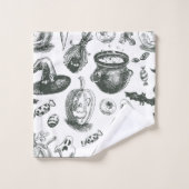 Motif vintage d'Halloween noir et blanc (Gant de toilette)