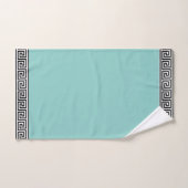 Motif vintage grec noir sur Turquoise et blanc (Serviette à main)
