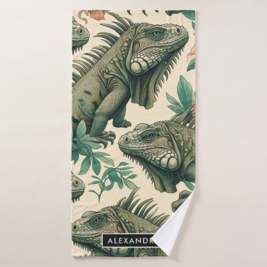 Motif vintage Iguana (Serviette de bain)