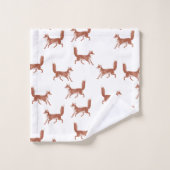Motif Vintage moderne Red Fox sur ivoire (Gant de toilette)