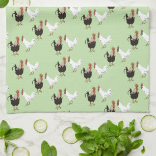 Motif vintage poulets sur les serviettes de cuisin