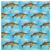 Motif Walleye sur tissu bleu (Échantillon)