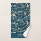 Motif Waves de nom personnalisé (Serviette à main)