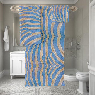 Motif zèbre bleu et or texturé et symétrique