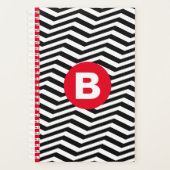 Motif Zig Zag Noir et Blanc Monogramme Rouge (Devant)