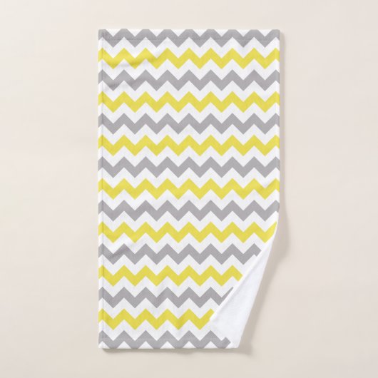 Motif Zigzag, Motif Chevron, Jaune, Gris (Serviette à main)