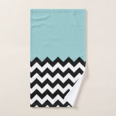 Motif Zigzag noir et blanc, Chevron, Bleu (Serviette à main)