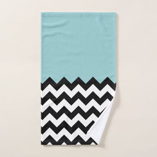 Motif Zigzag noir et blanc, Chevron, Bleu (Serviette à main)