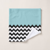 Motif Zigzag noir et blanc, Chevron, Bleu (Gant de toilette)