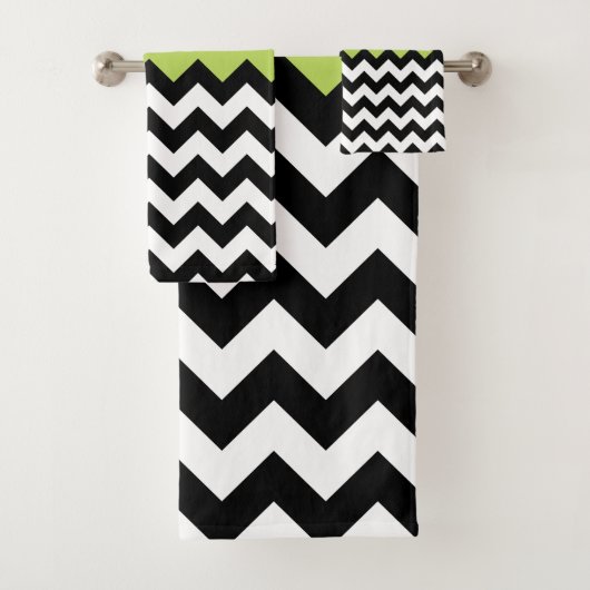 Motif Zigzag noir et blanc, Chevron, Vert (En situation)