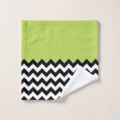 Motif Zigzag noir et blanc, Chevron, Vert (Gant de toilette)