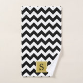 Motif Zigzag noir et blanc, Monogramme (Serviette à main)
