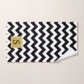 Motif Zigzag noir et blanc, Monogramme (Serviette à main)
