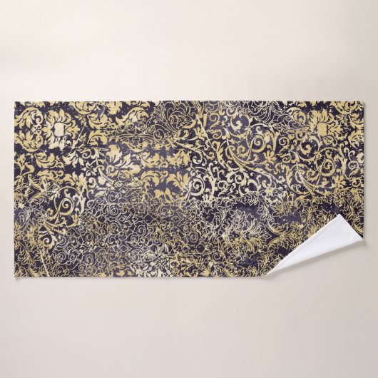 Motifs arabesques baroques et Damas arrachés abstr (Serviette de bain)