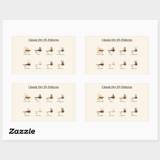 Motifs classiques de mouches sèches autocollants – (Feuille)